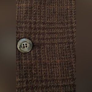 46R Mens Dark Forest Green Wool Tweed Orange Plaid Check Jacket Blazer Sportcoat